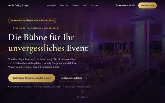 Website von Infinity Stage
